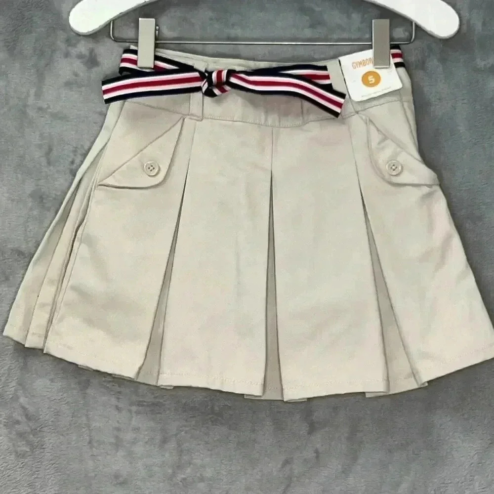 Gymboree Girl Uniform School Tan Sand Pleated‎ Skirt Short size 5 NWT
